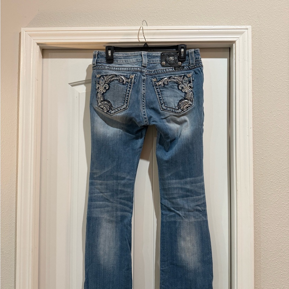 Miss Me Light Blue Distressed Boot Cut Jeans - Picture 2 of 4